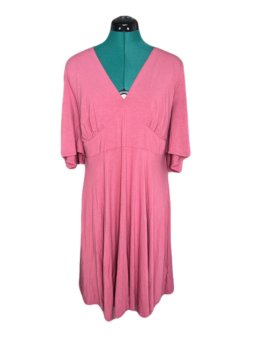 Attic Salt Pink V-Neck Midi Dress